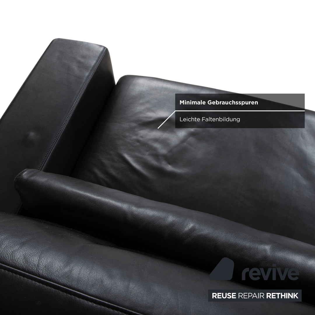 Rolf Benz Leder Zweisitzer Schwarz Sofa Couch