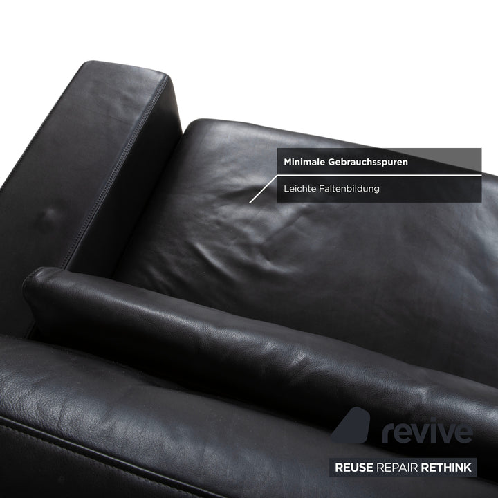 Rolf Benz Leder Zweisitzer Schwarz Sofa Couch