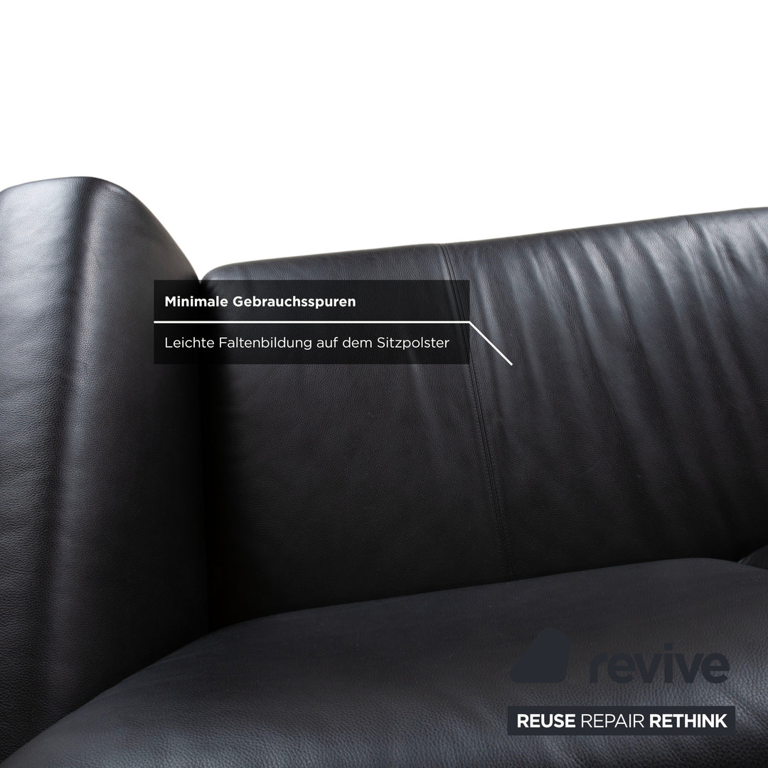 Rolf Benz Leder Zweisitzer Schwarz Sofa Couch