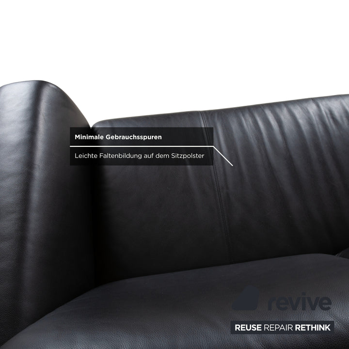 Rolf Benz Leder Zweisitzer Schwarz Sofa Couch