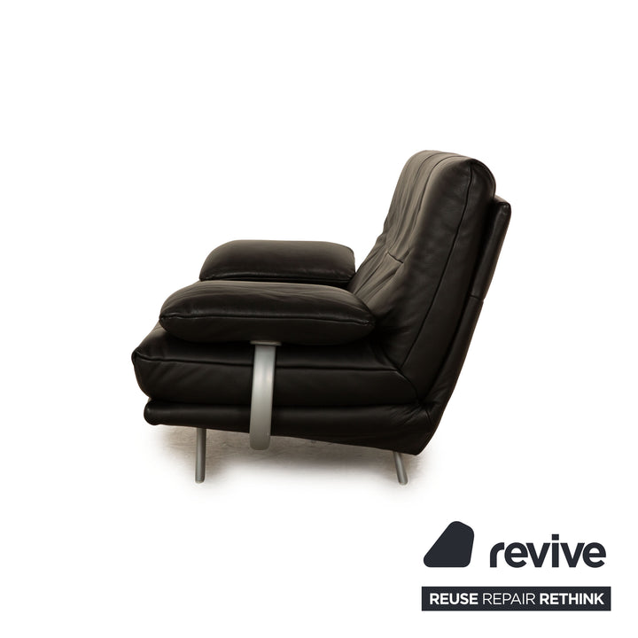 Rolf Benz leather two-seater black sofa couch