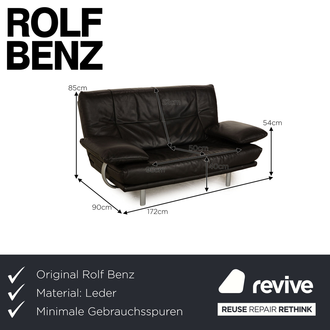 Rolf Benz leather two-seater black sofa couch