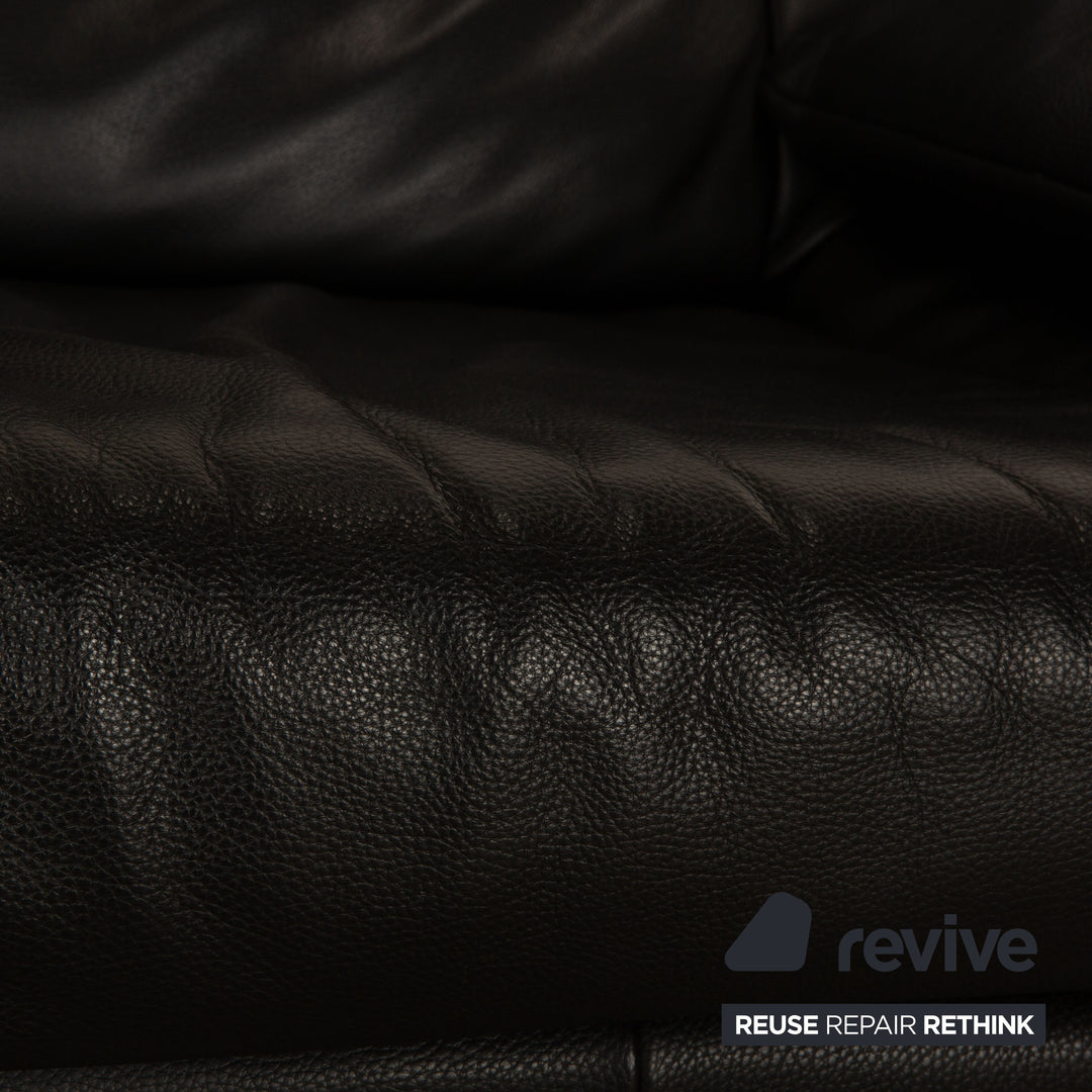 Rolf Benz leather two-seater black sofa couch