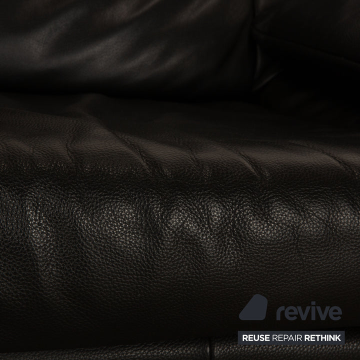 Rolf Benz leather two-seater black sofa couch