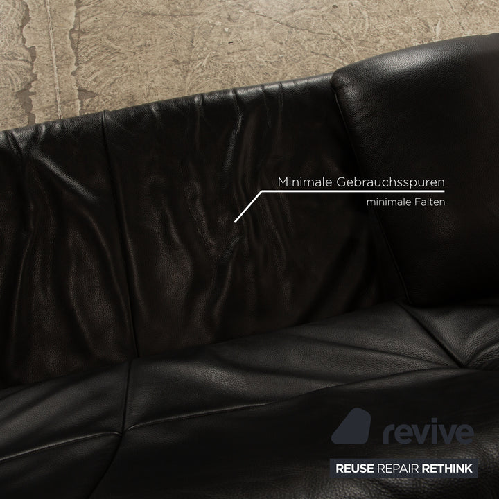 Rolf Benz leather two-seater black sofa couch