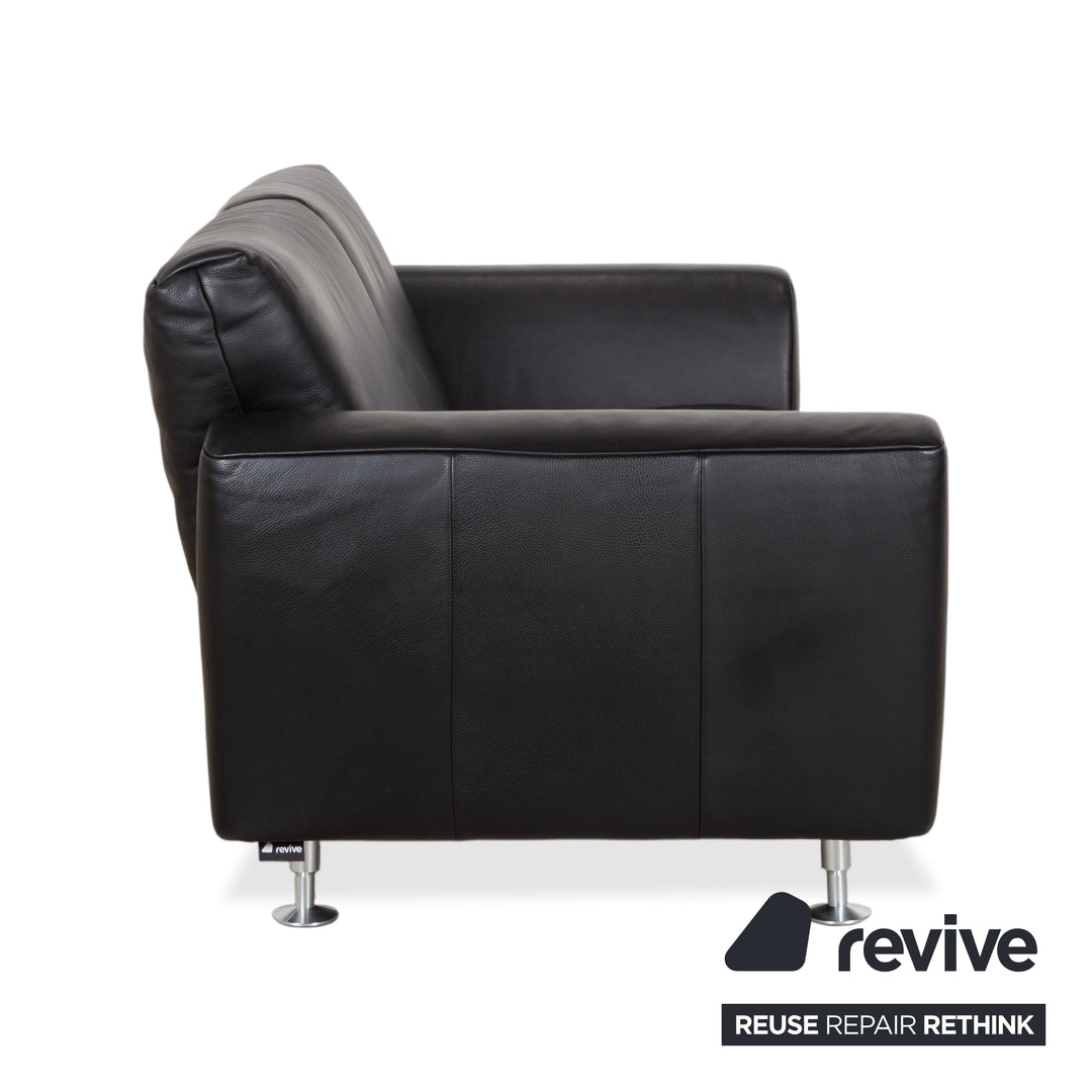 Rolf Benz Leder Zweisitzer Schwarz Sofa Couch
