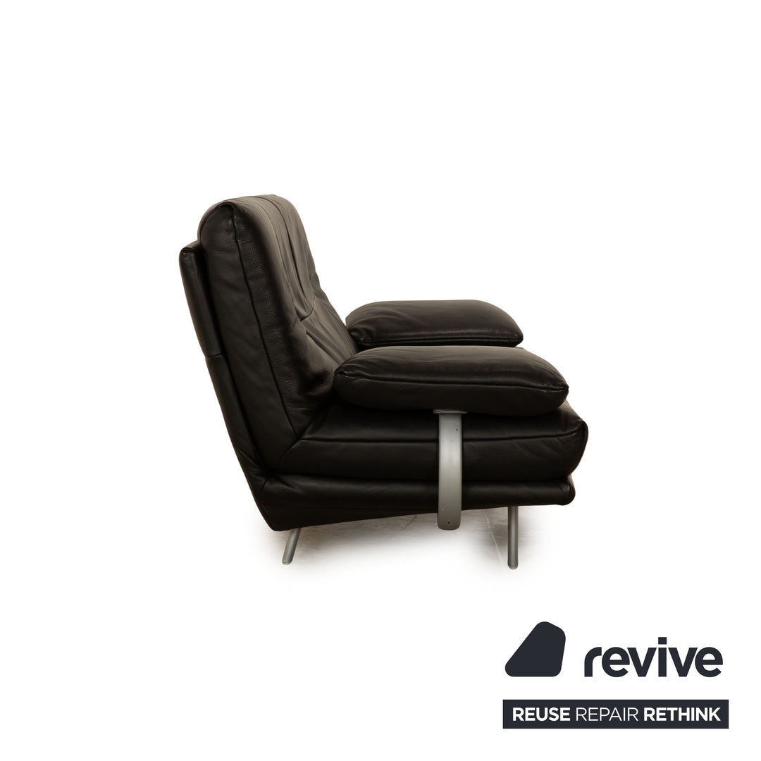 Rolf Benz leather two-seater black sofa couch