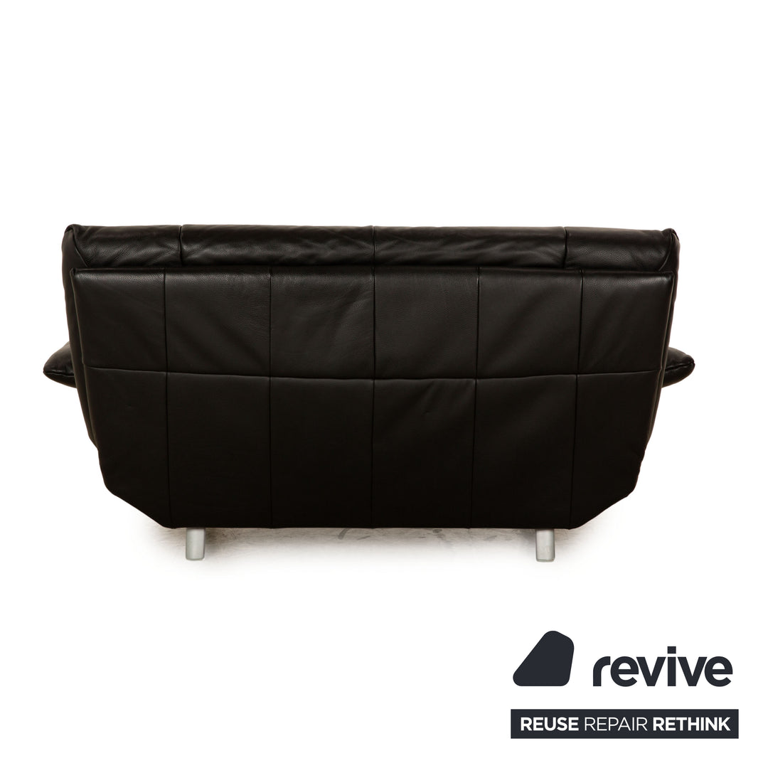 Rolf Benz leather two-seater black sofa couch