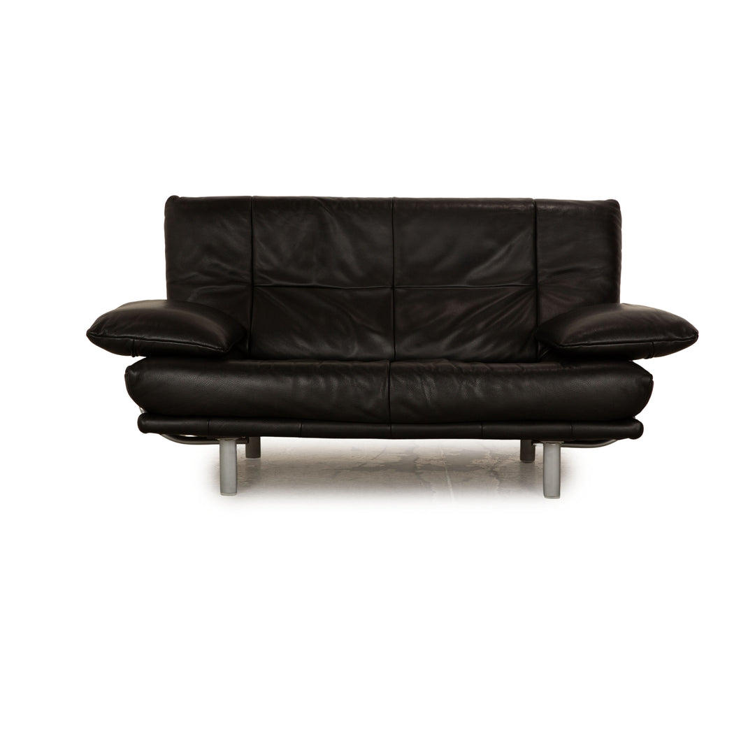 Rolf Benz leather two-seater black sofa couch