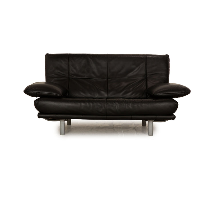 Rolf Benz leather two-seater black sofa couch