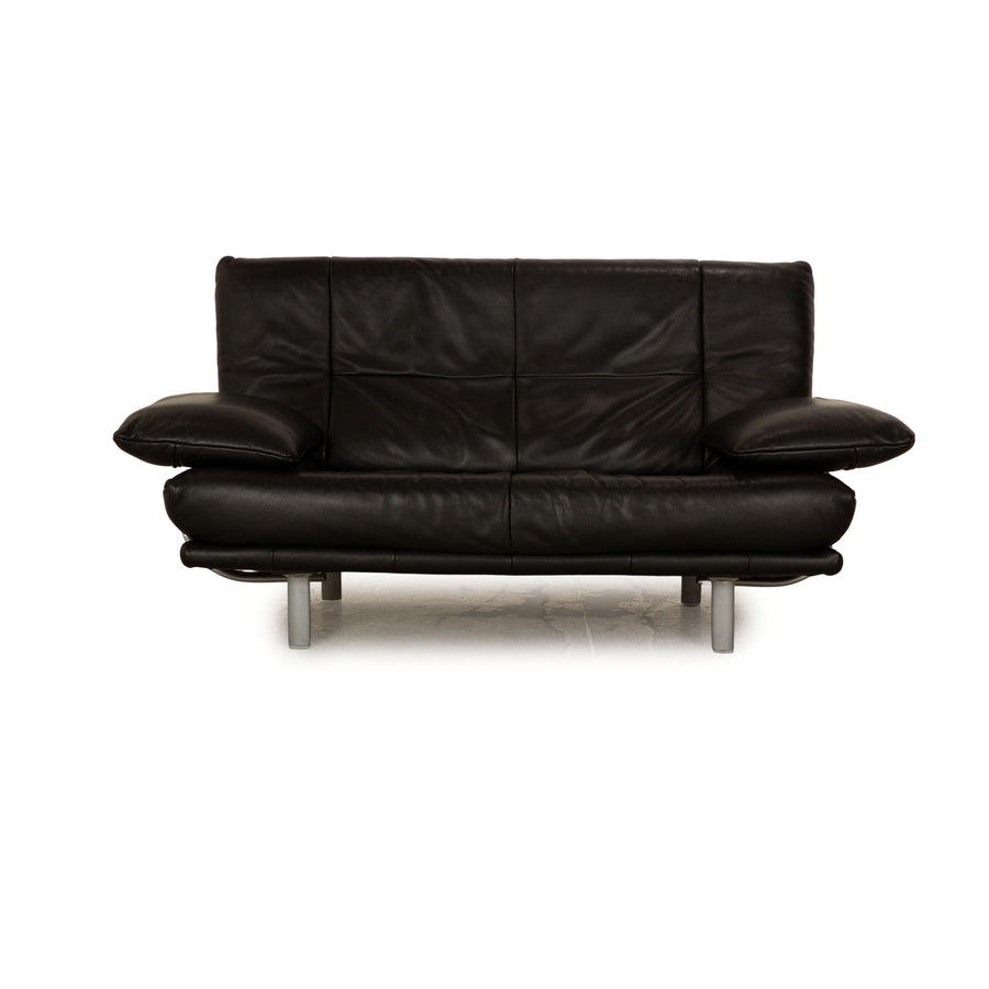 Rolf Benz leather two-seater black sofa couch