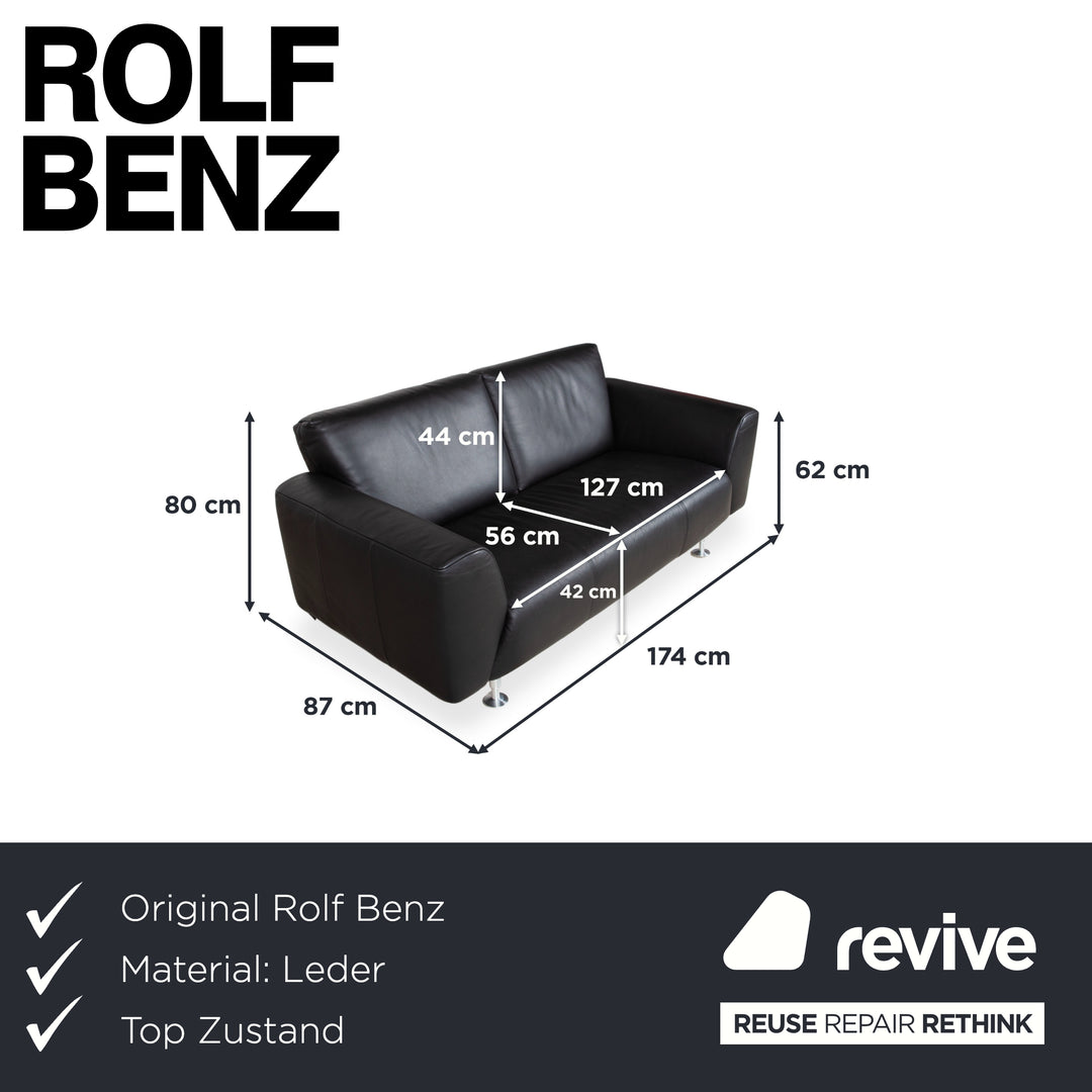Rolf Benz Leder Zweisitzer Schwarz Sofa Couch