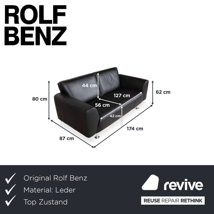 Rolf Benz Leder Zweisitzer Schwarz Sofa Couch