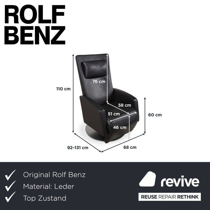 Rolf Benz LSE 5800 Leder Sessel Dunkelgrau Funktion Relaxfunktion
