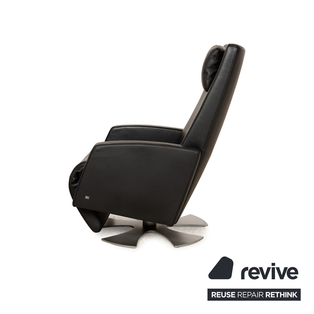 Rolf Benz LSE 5800 Leather Armchair Black Relax manual function