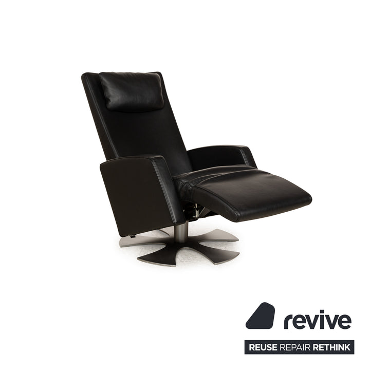 Rolf Benz LSE 5800 Leather Armchair Black Relax manual function