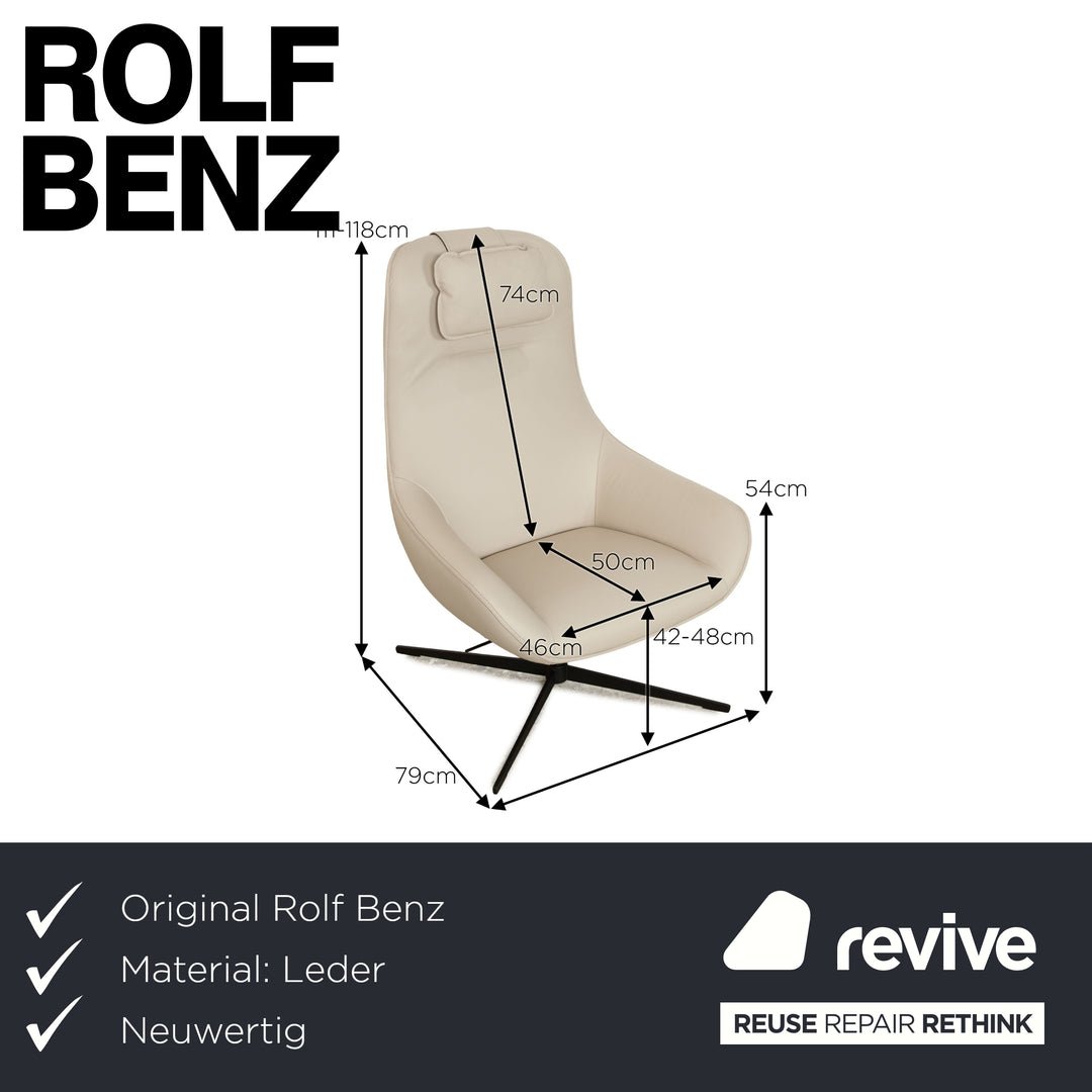 Rolf Benz MEG Leder Sessel Beige manuelle Funktion inkl. Hocker