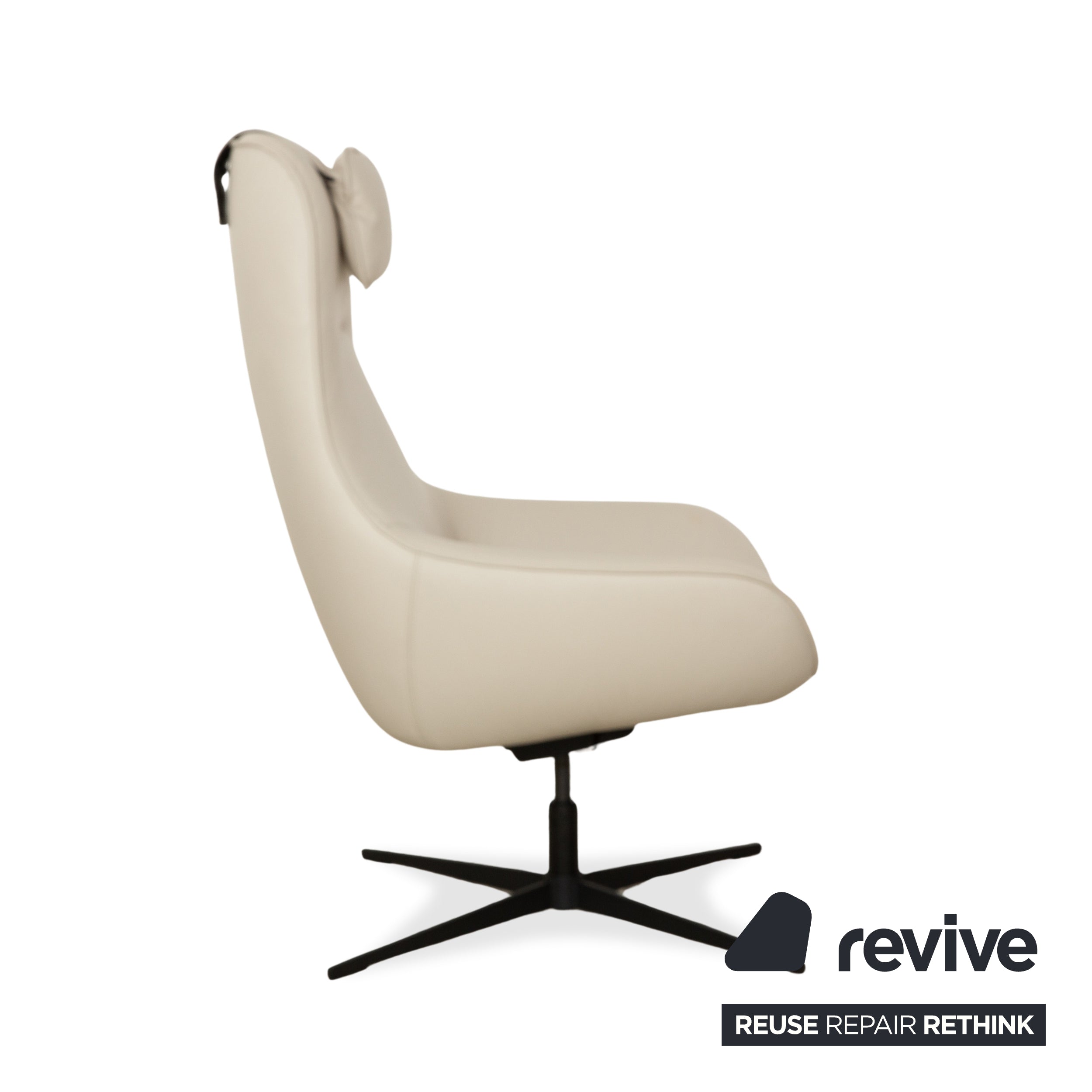 Rolf Benz MEG Leder Sessel Beige manuelle Funktion inkl. Hocker