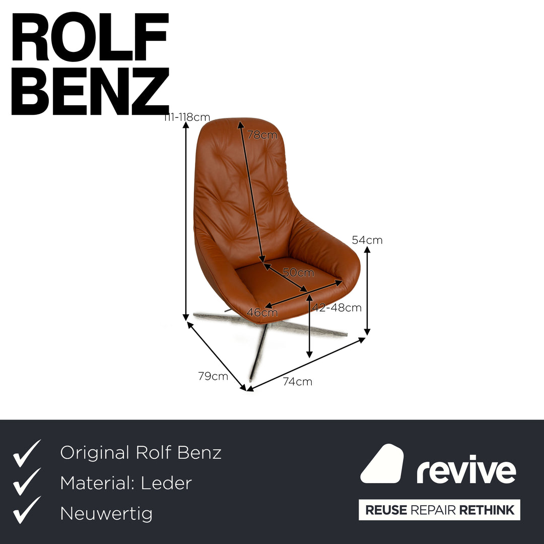 Rolf Benz MEG Leather Armchair Brown Sienna manual function