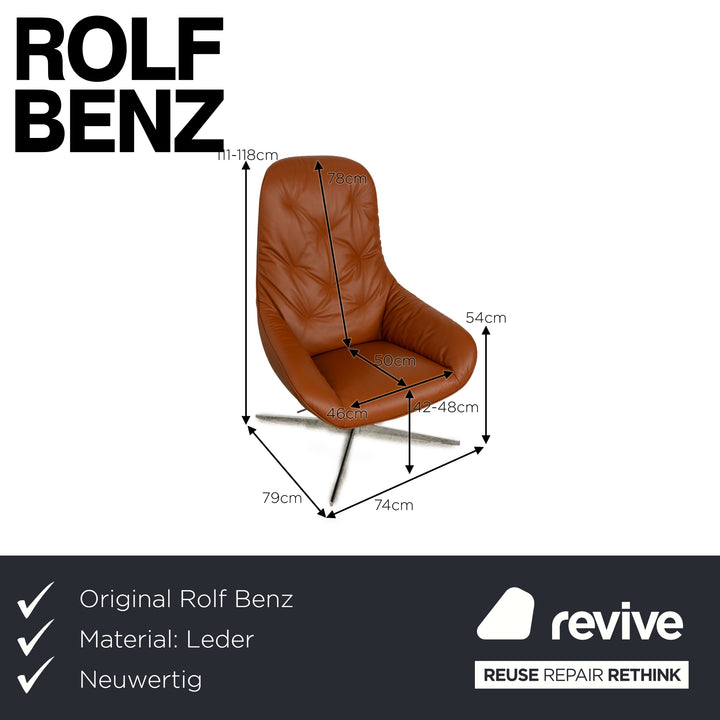 Rolf Benz MEG Leather Armchair Brown Sienna manual function