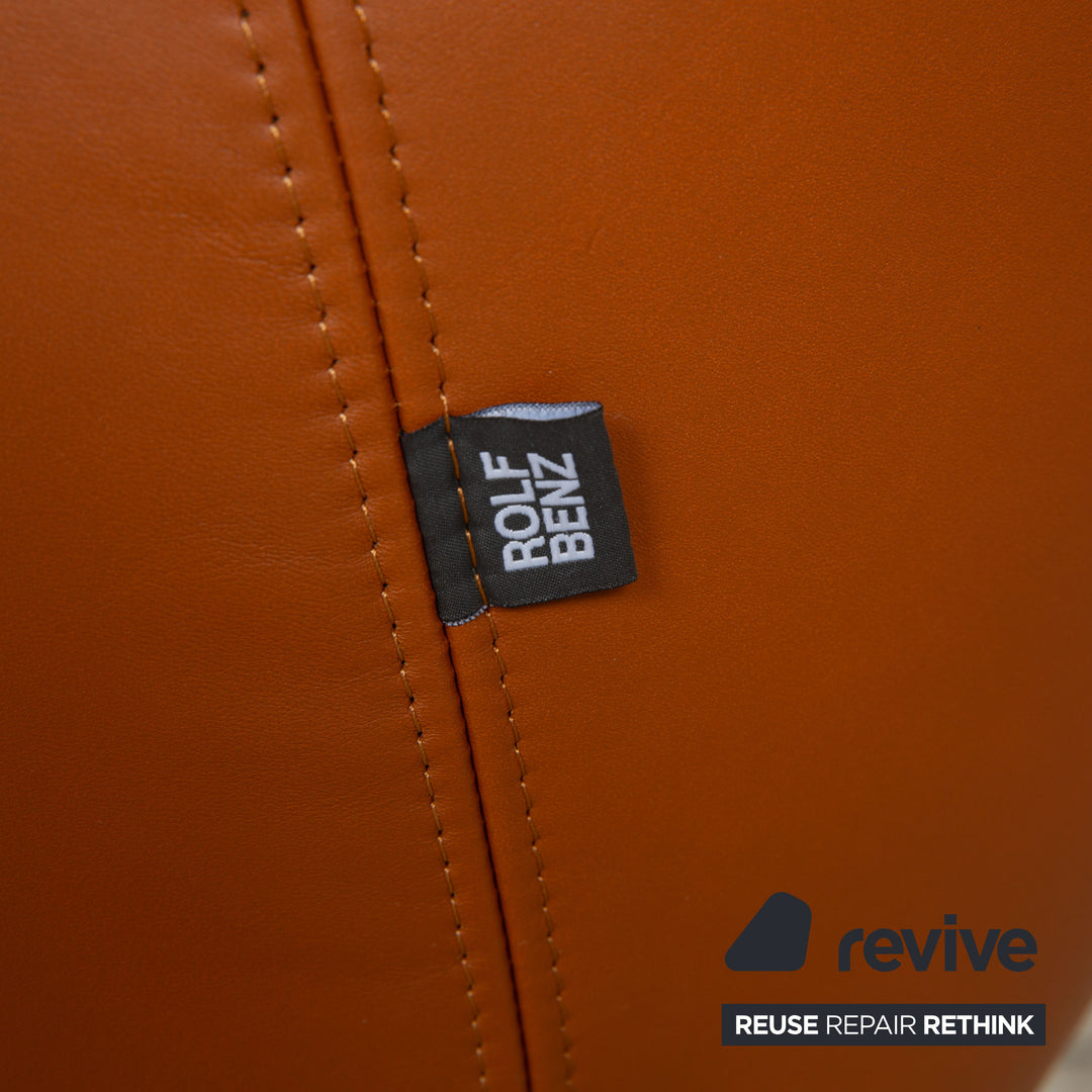 Rolf Benz MEG Leder Sessel Sienna Braun Beige manuelle Funktion inkl. Hocker