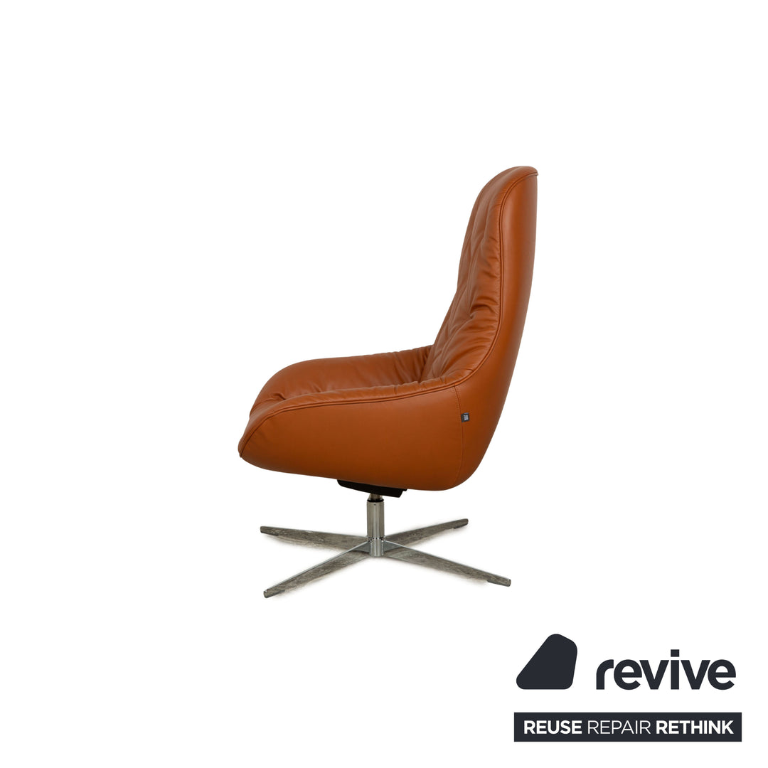 Rolf Benz MEG Leder Sessel Sienna Braun Beige manuelle Funktion inkl. Hocker