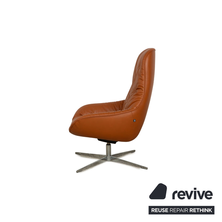 Rolf Benz MEG Leder Sessel Sienna Braun Beige manuelle Funktion inkl. Hocker