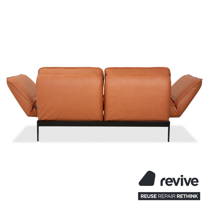 Rolf Benz Mera 386 Canapé deux places en cuir marron camel à réglage manuel - Réfection de la sellerie GAVIN 103