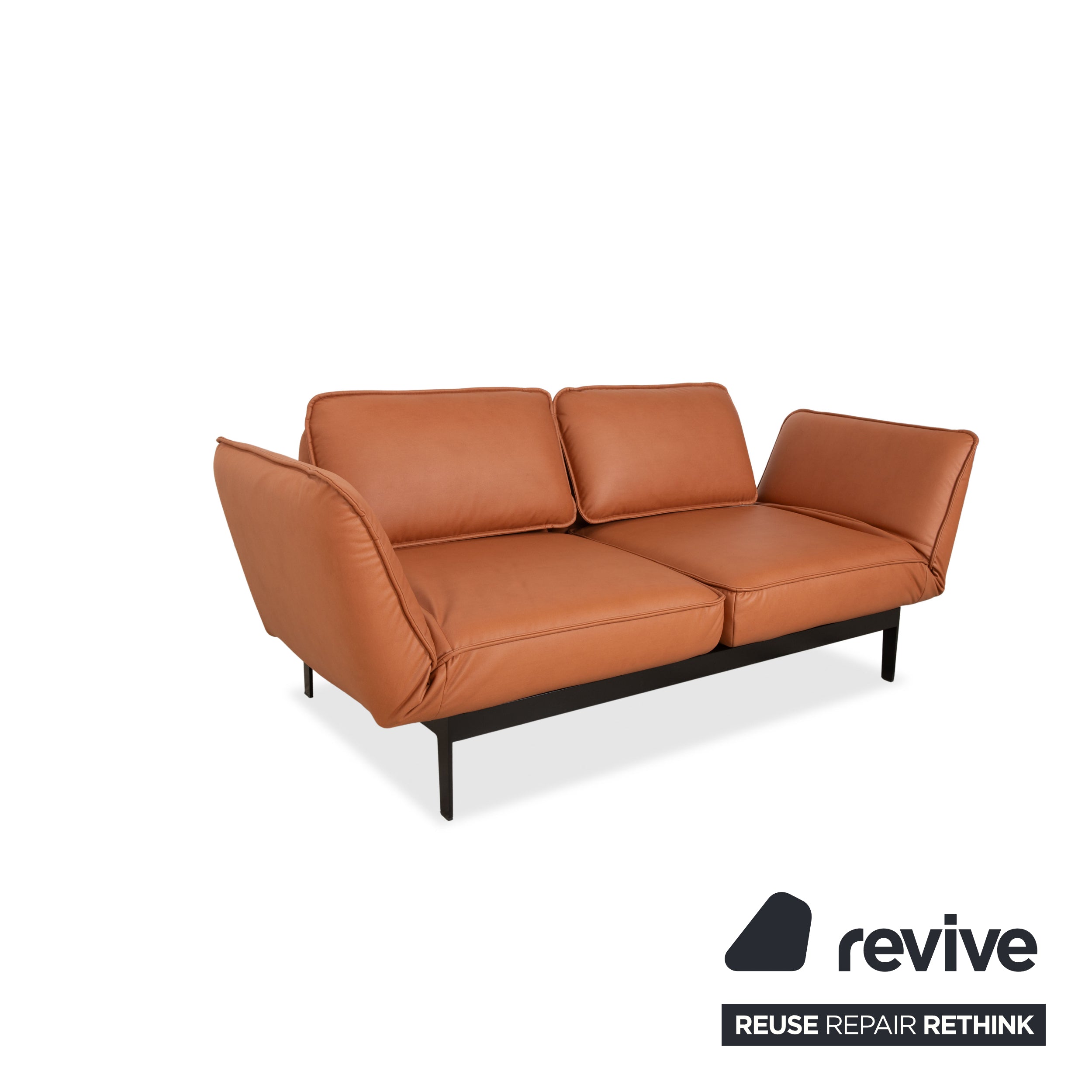 Rolf Benz Mera 386 Leder Zweisitzer Braun Camel manuelle Funktion Sofa Couch Neubezug GAVIN 103