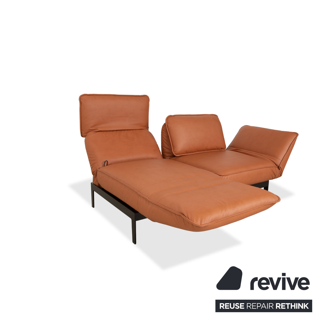 Rolf Benz Mera 386 cuir végétalien deux places brun chameau fonction manuelle canapé revêtement GAVIN 103