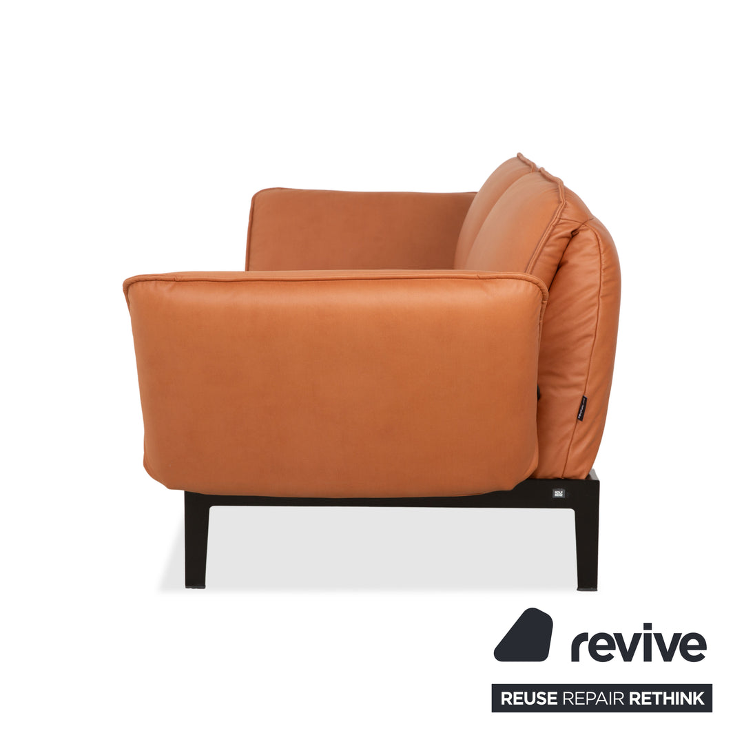 Rolf Benz Mera 386 Leder Zweisitzer Braun Camel manuelle Funktion Sofa Couch Neubezug GAVIN 103