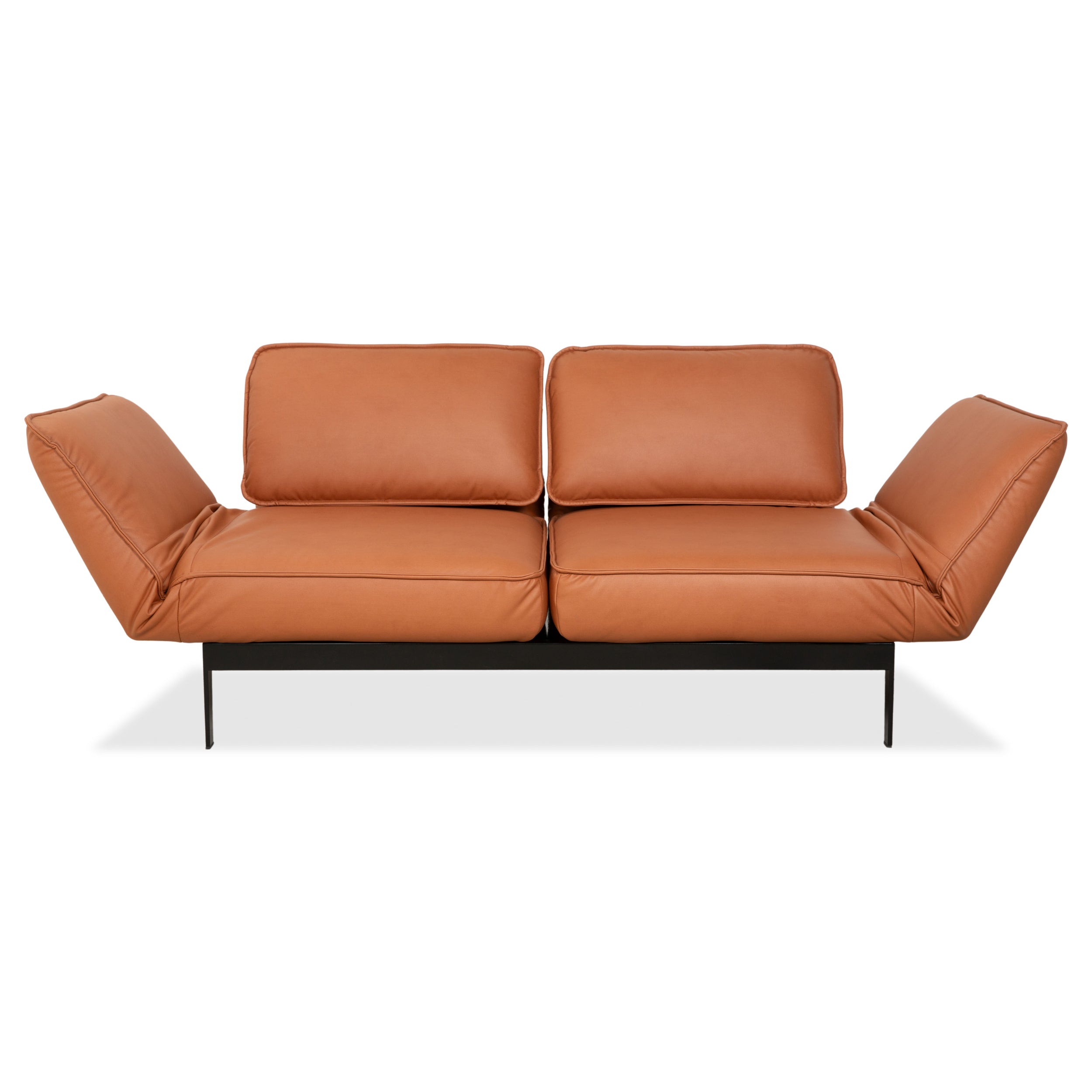 Rolf Benz Mera 386 Leder Zweisitzer Braun Camel manuelle Funktion Sofa Couch Neubezug GAVIN 103