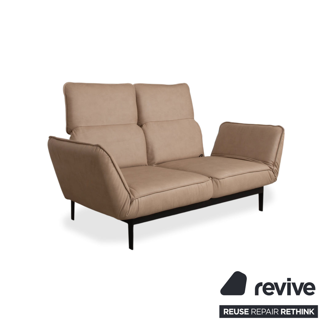 Rolf Benz Mera 386 Leder Zweisitzer manuelle Funktion Braun Beige Taupe Neubezug GAVIN 102
