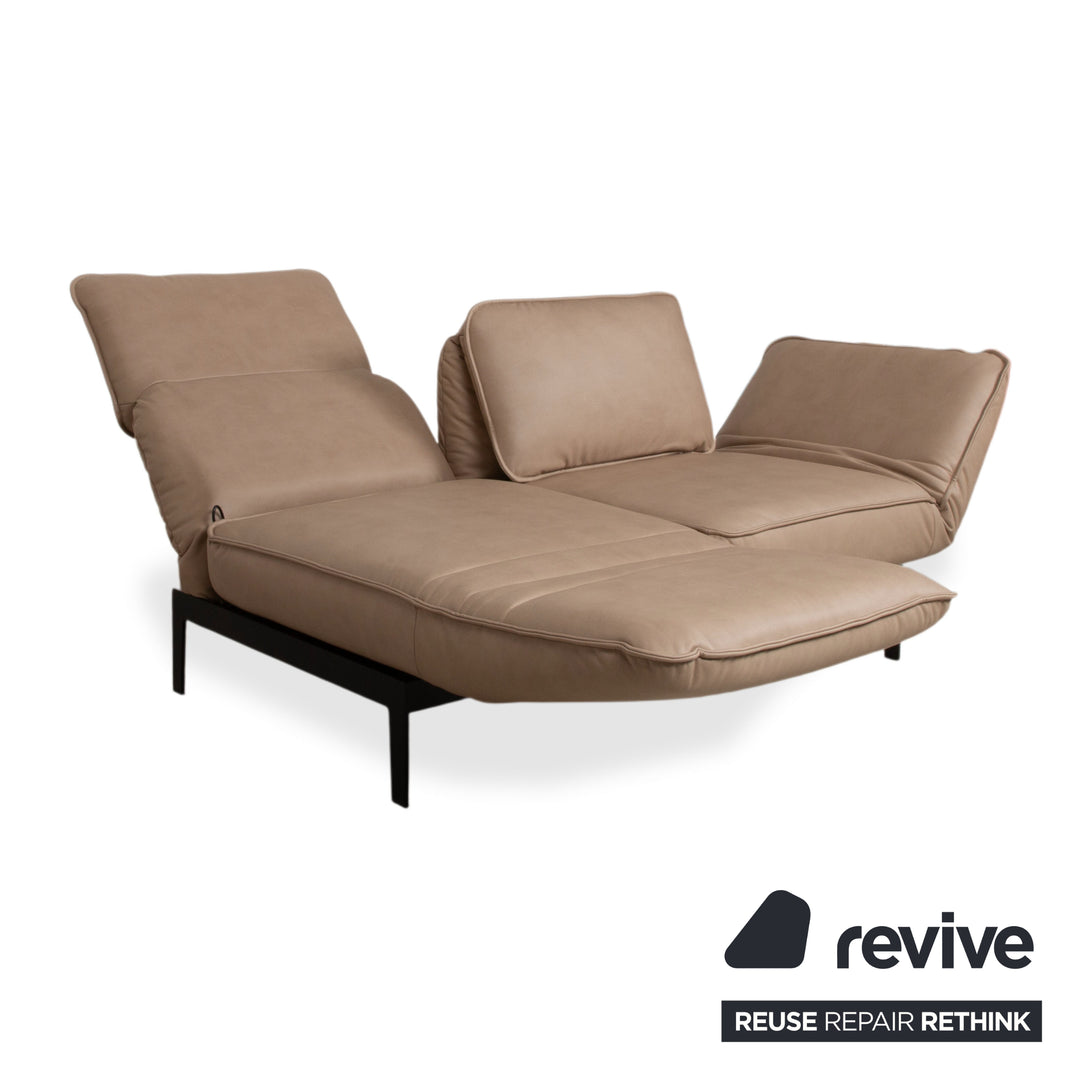 Rolf Benz Mera 386 Leder Zweisitzer manuelle Funktion Braun Beige Taupe Neubezug GAVIN 102