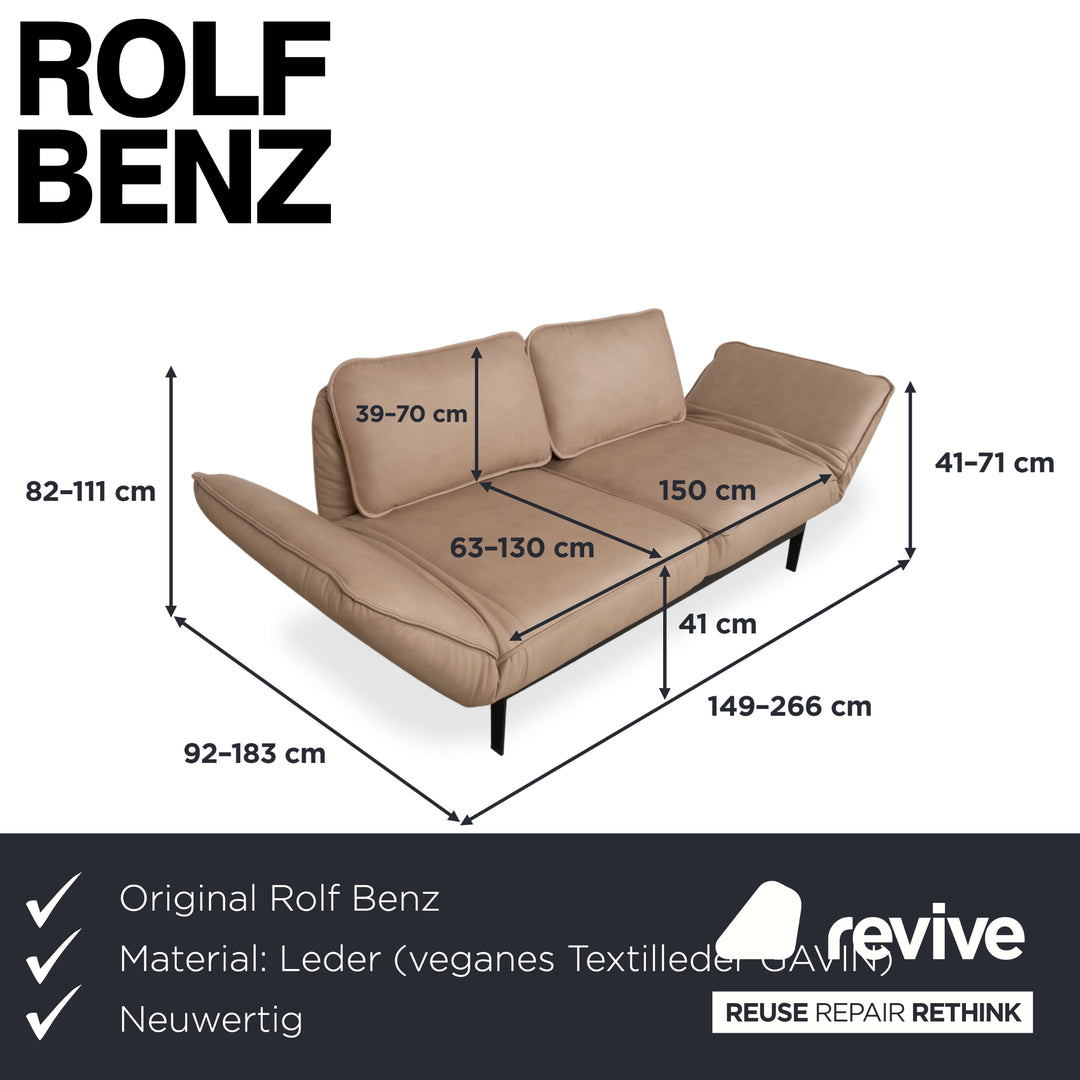 Rolf Benz Mera 386 Leder Zweisitzer manuelle Funktion Braun Beige Taupe Neubezug GAVIN 102