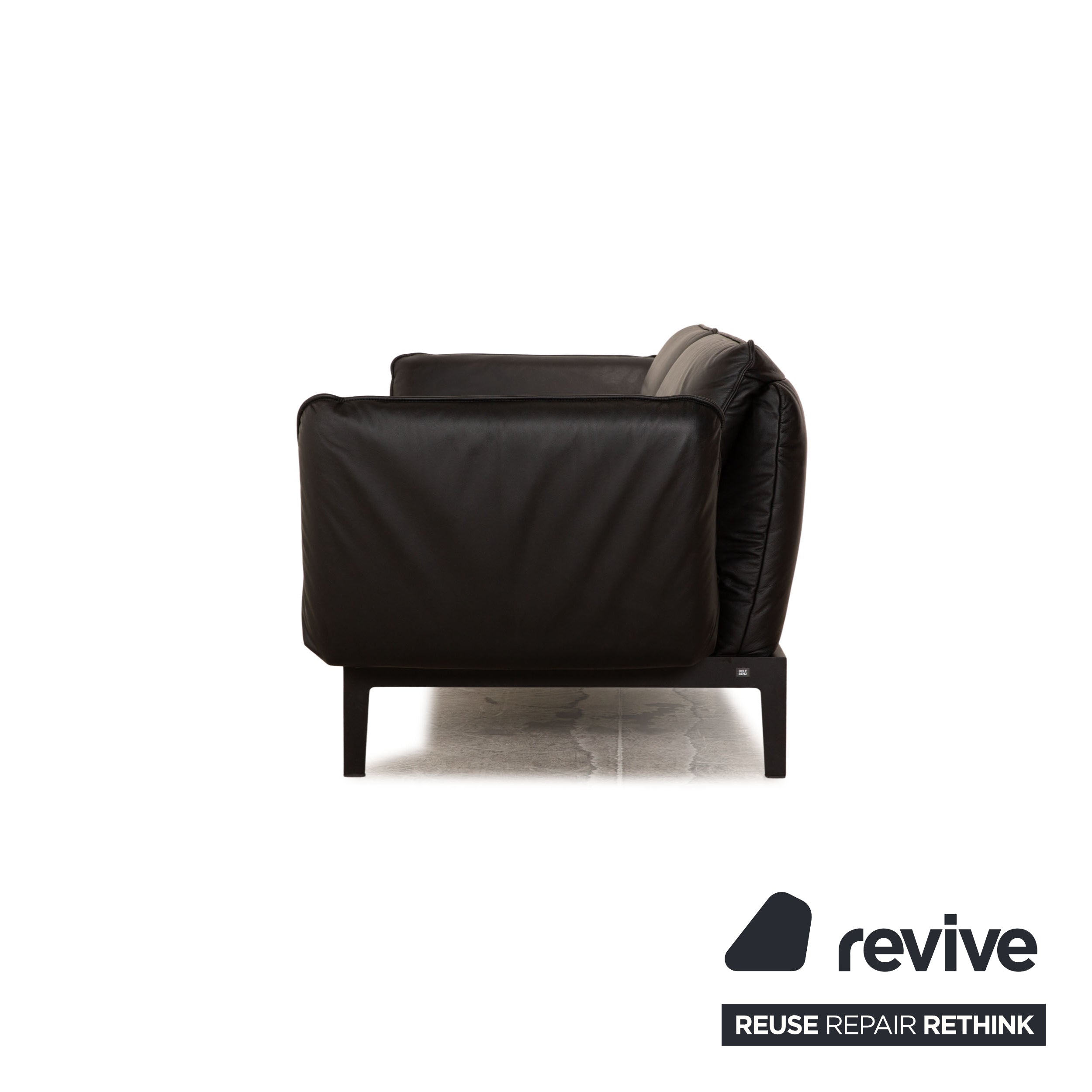 Rolf Benz Mera 386 Canapé deux places en cuir noir à fonction manuelle