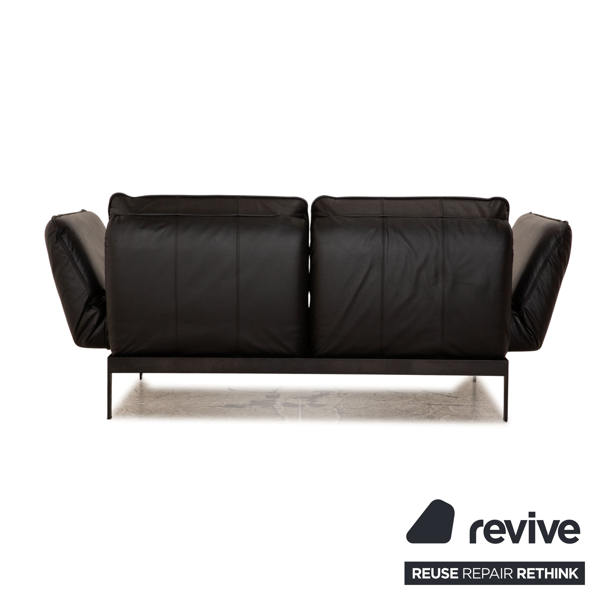 Rolf Benz Mera 386 Canapé deux places en cuir noir à fonction manuelle