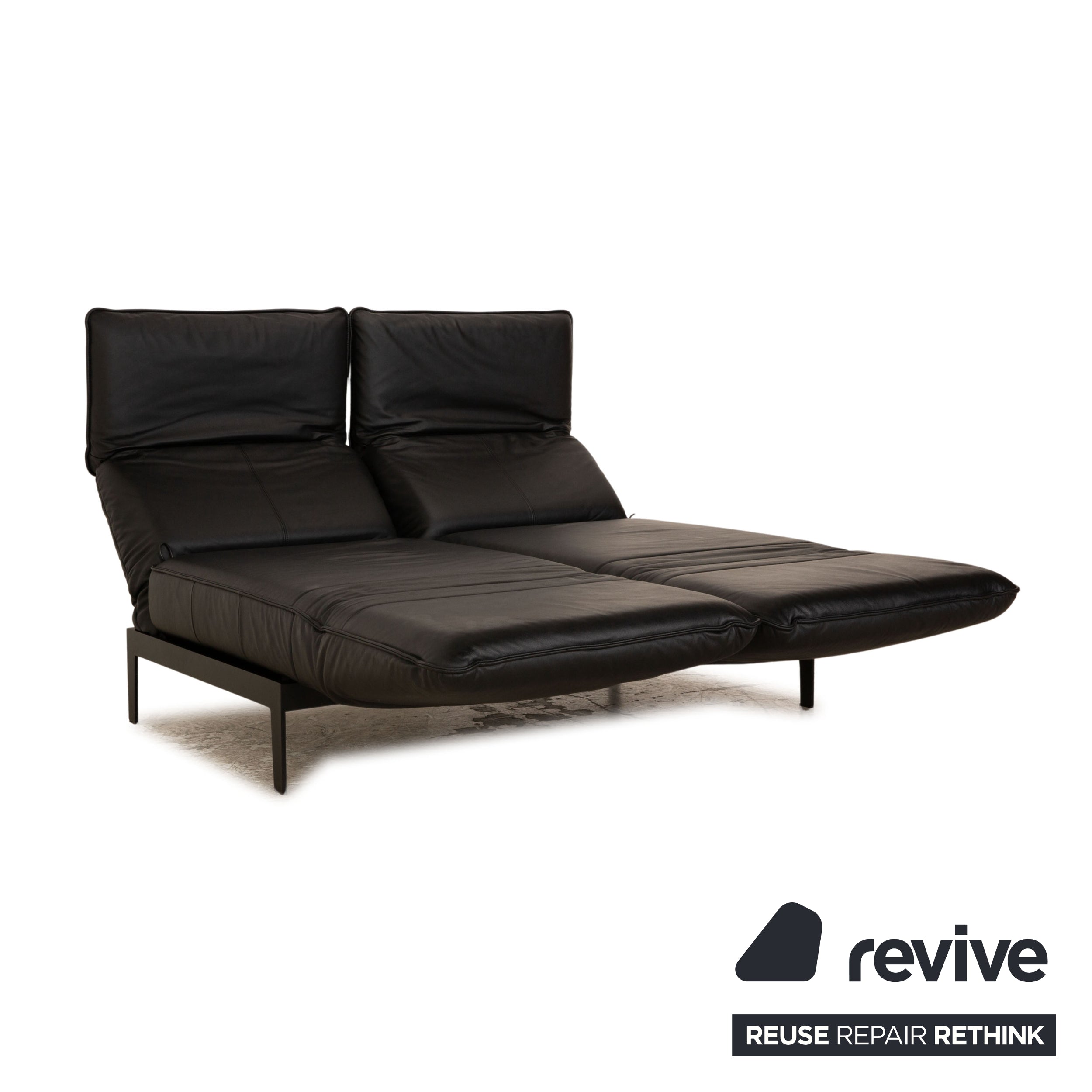 Rolf Benz Mera 386 Canapé deux places en cuir noir à fonction manuelle