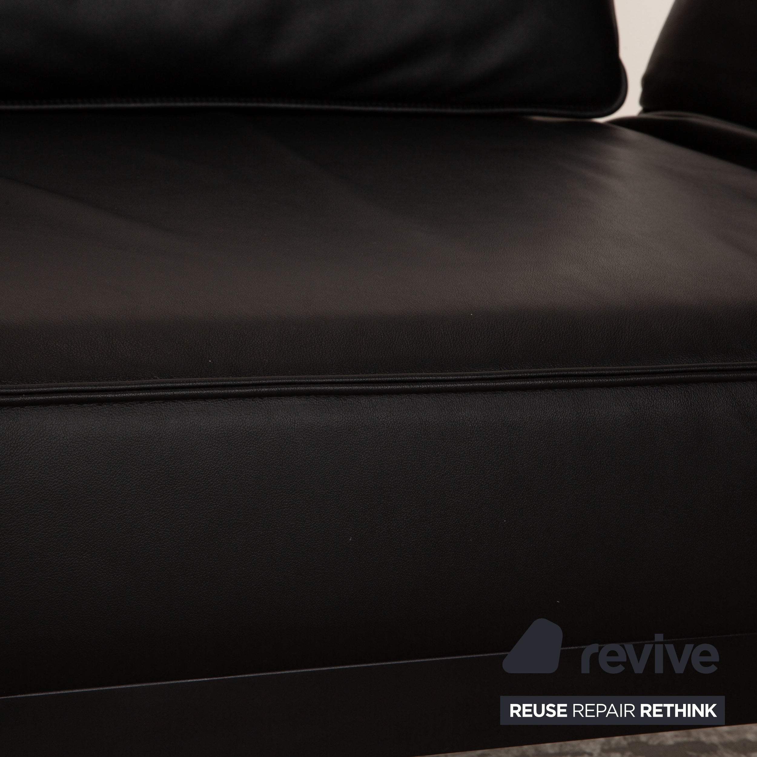 Rolf Benz Mera 386 Canapé deux places en cuir noir à fonction manuelle