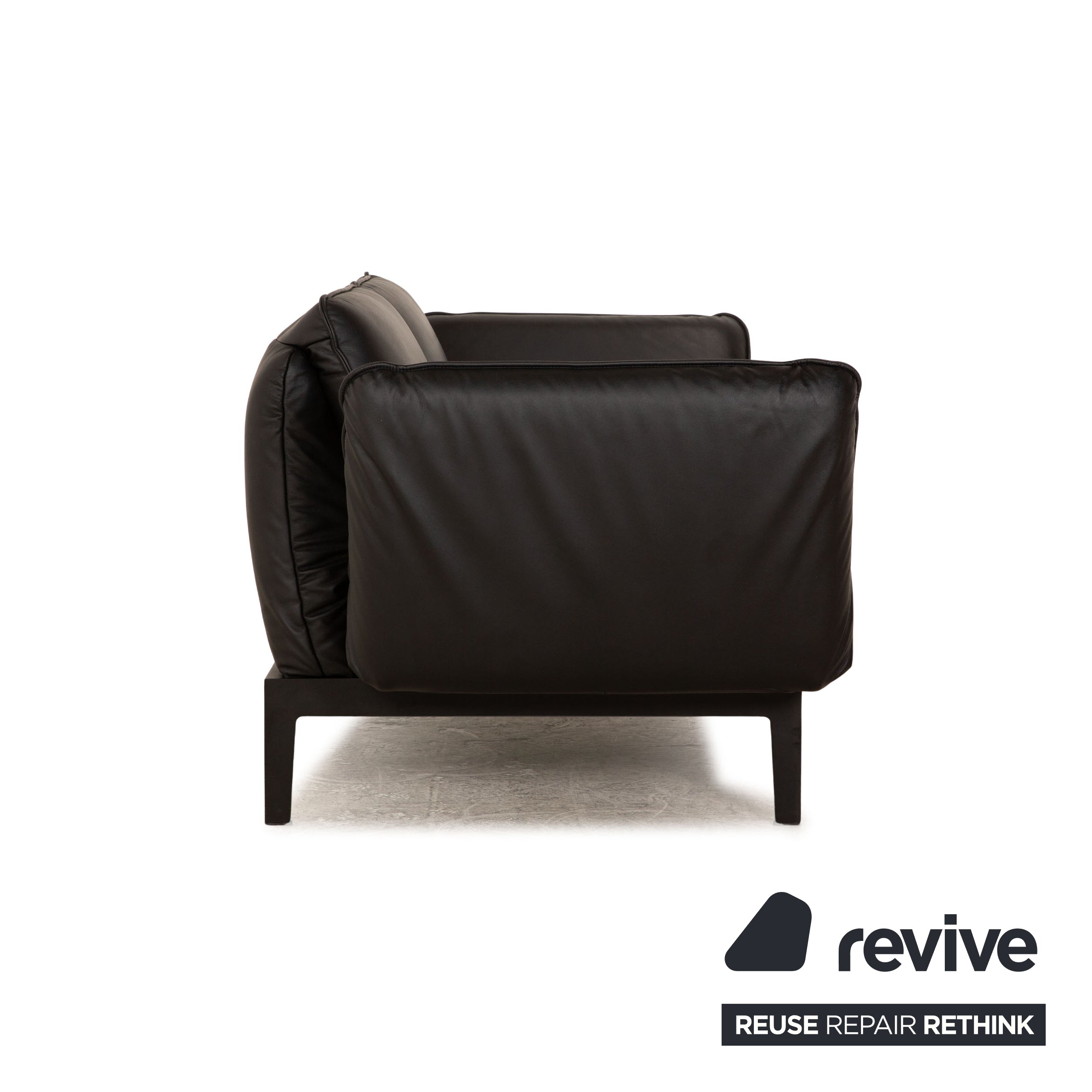 Rolf Benz Mera 386 Canapé deux places en cuir noir à fonction manuelle