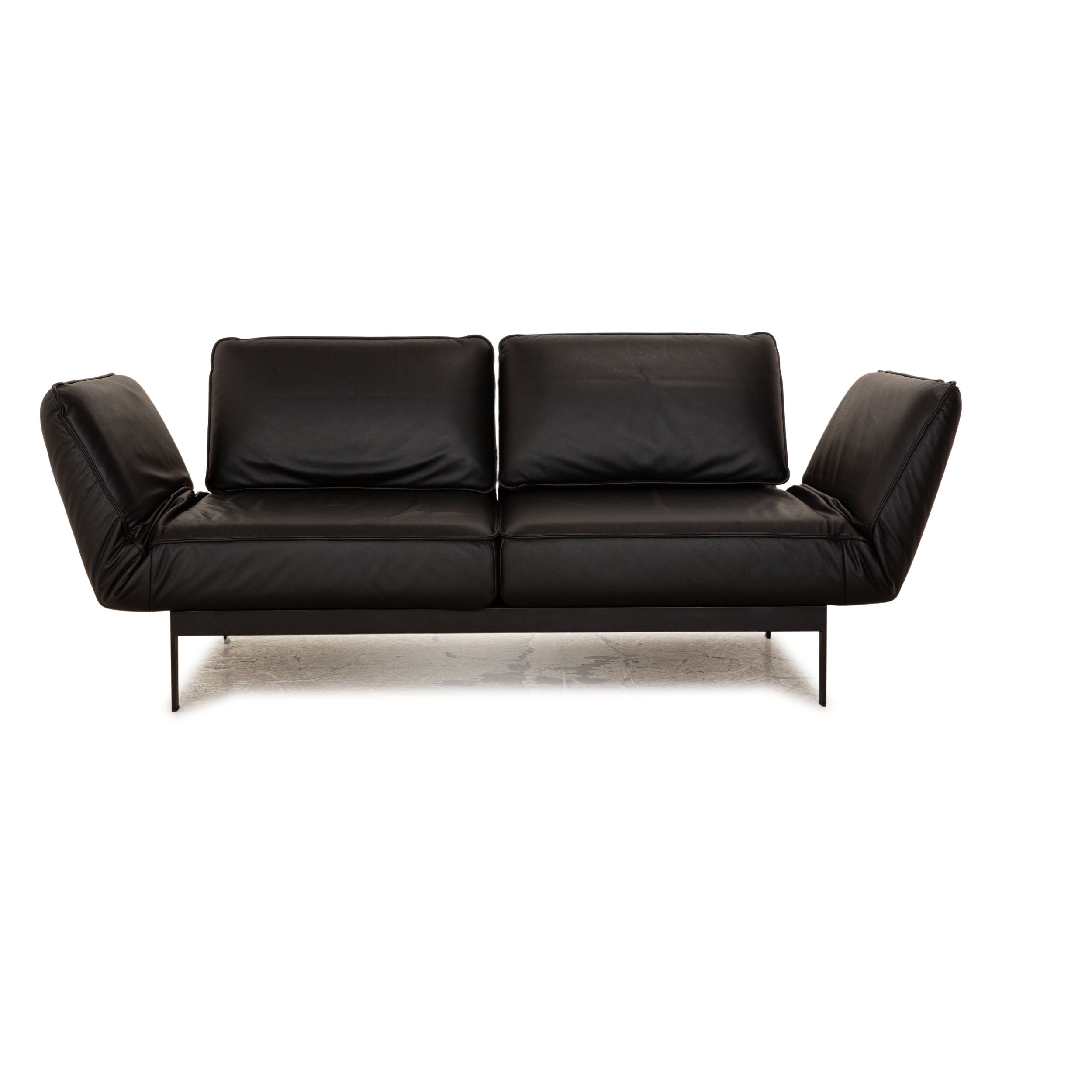 Rolf Benz Mera 386 Canapé deux places en cuir noir à fonction manuelle