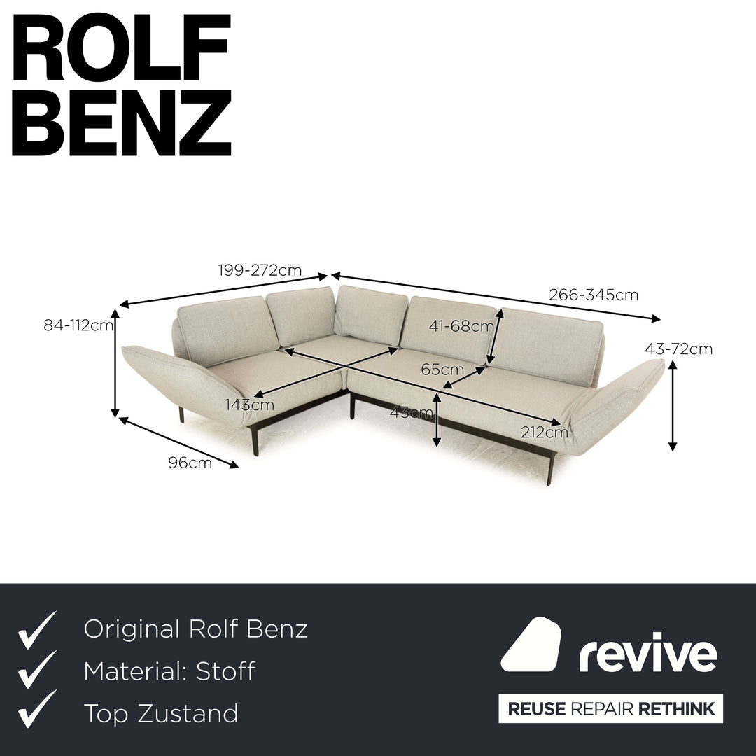 Rolf Benz Mera 386 fabric corner sofa grey chaise longue right manual function sofa couch
