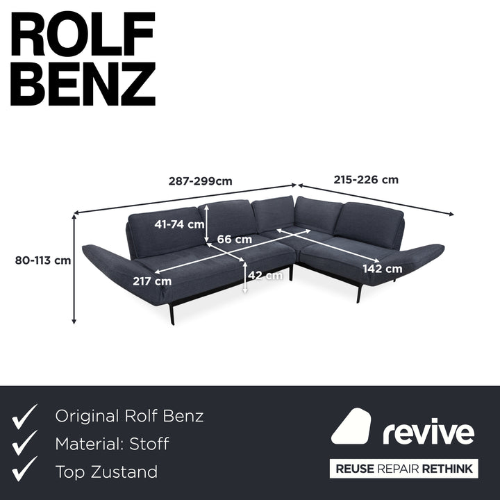 Rolf Benz Mera 386 Stoff Ecksofa Grau Sofa Couch