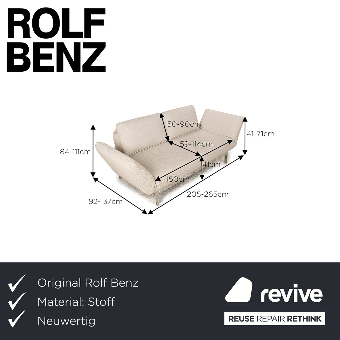 Rolf Benz Mera 386 canapé deux places en tissu beige crème avec fonction relax manuelle