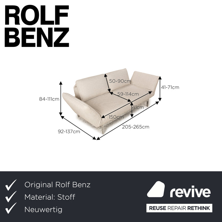 Rolf Benz Mera 386 canapé deux places en tissu beige crème avec fonction relax manuelle