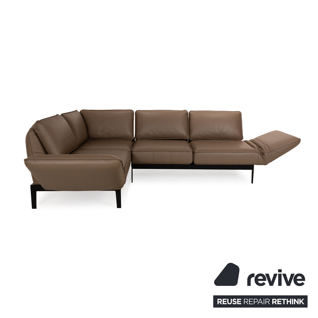 Rolf Benz Mera Leather Corner Sofa Brown Manual Function Sofa Couch