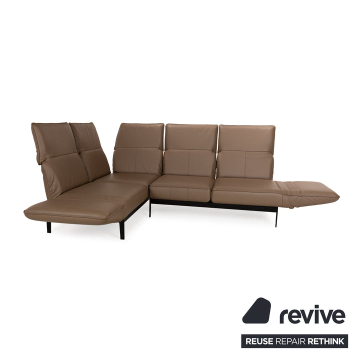 Rolf Benz Mera Leather Corner Sofa Brown Manual Function Sofa Couch