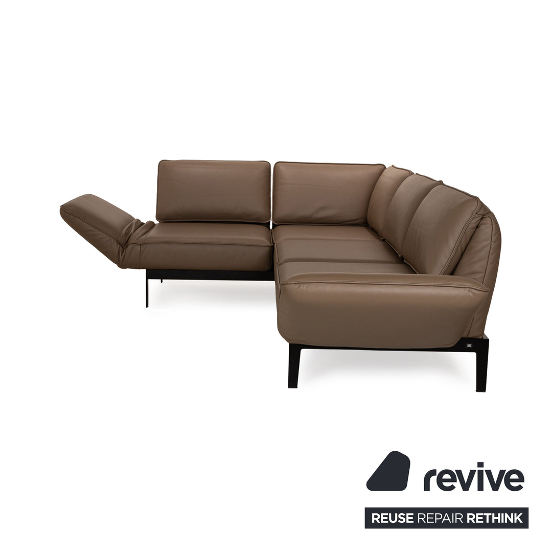 Rolf Benz Mera Leather Corner Sofa Brown Manual Function Sofa Couch