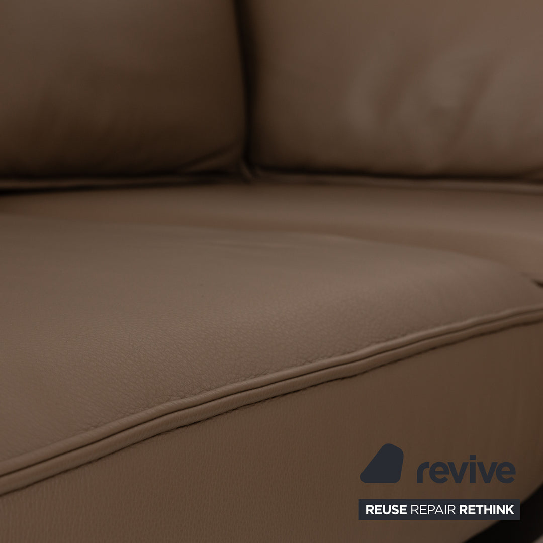 Rolf Benz Mera Leather Corner Sofa Brown Manual Function Sofa Couch