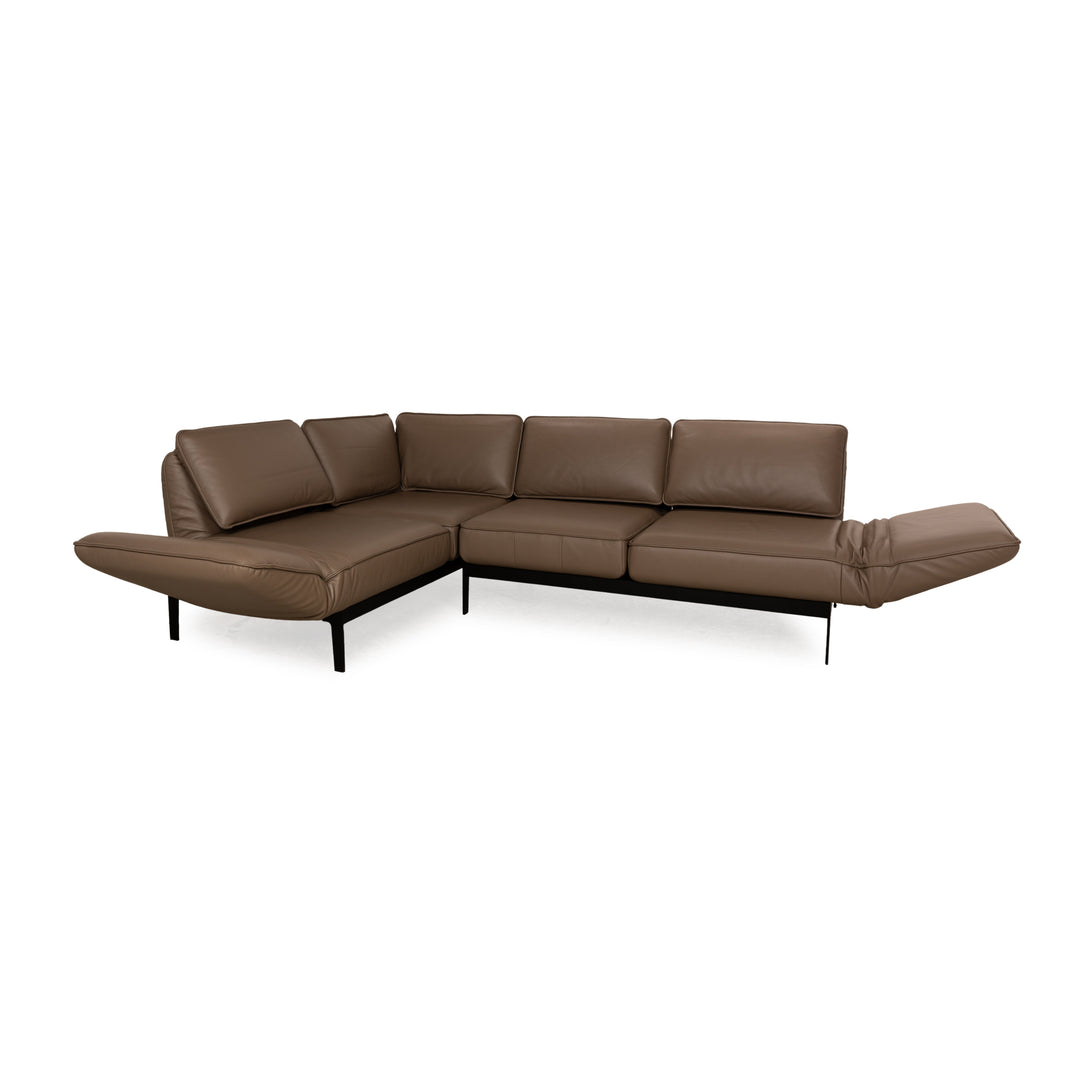 Rolf Benz Mera Leather Corner Sofa Brown Manual Function Sofa Couch